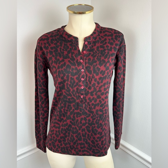beachlunchlounge Tops - BEACH LUNCH LOUNGE Red Black Leopard Soft Long Sleeve   Top NWT | Size XS